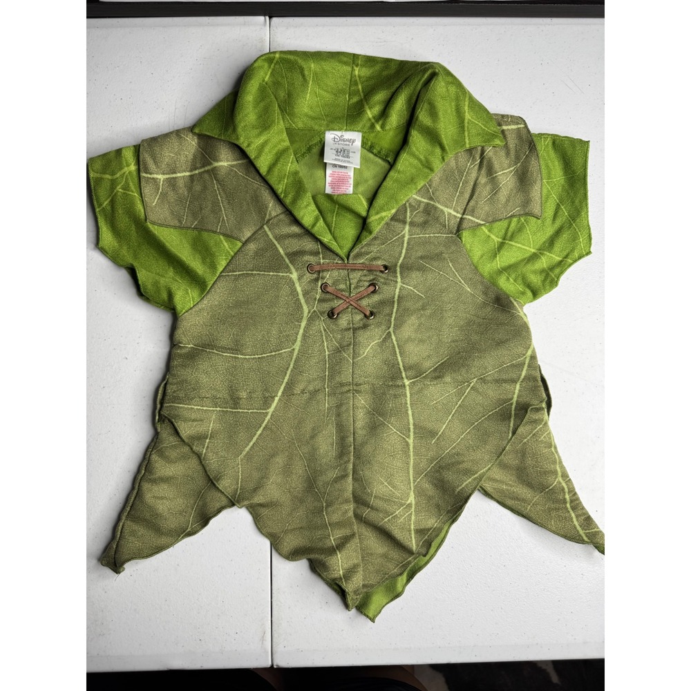 Disney Store Peter Pan Costume Tunic Kids Size 3 Green Leaf Print Dress Up Top